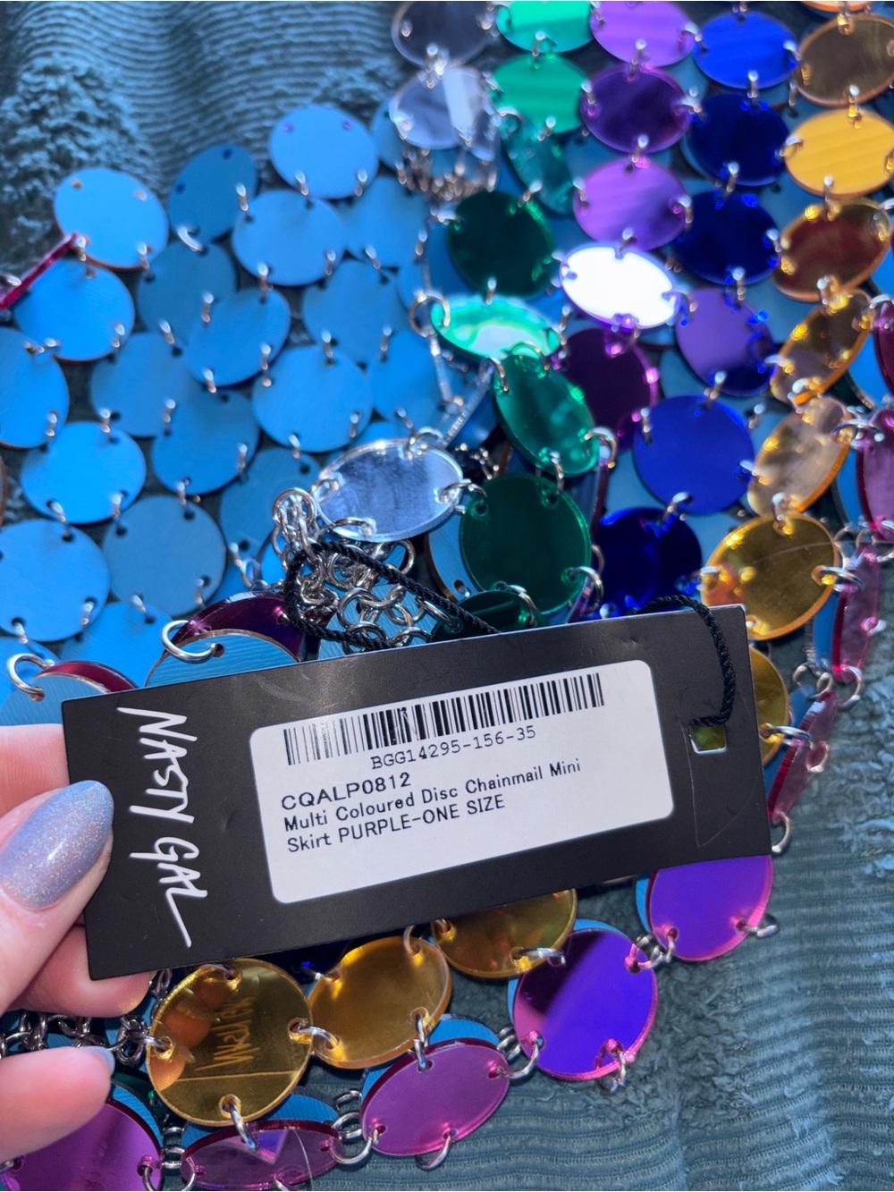 Nasty Gal Multicolor Sequin Disc Chainmail Mini Skirt - Picture 2 of 5